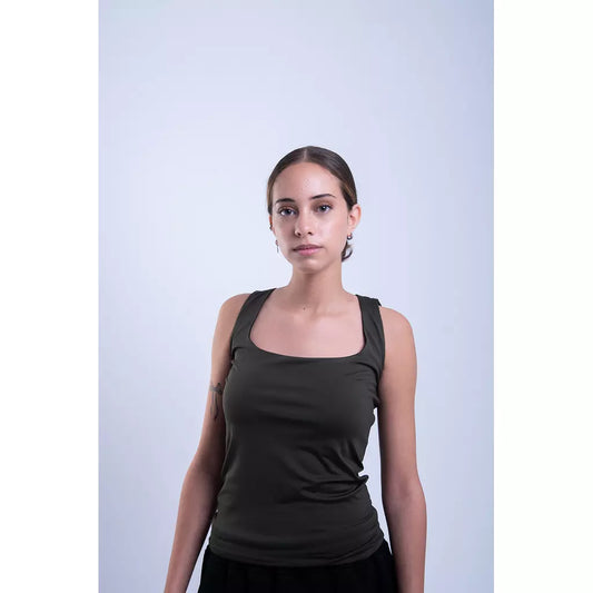 Olive square-neck tank top