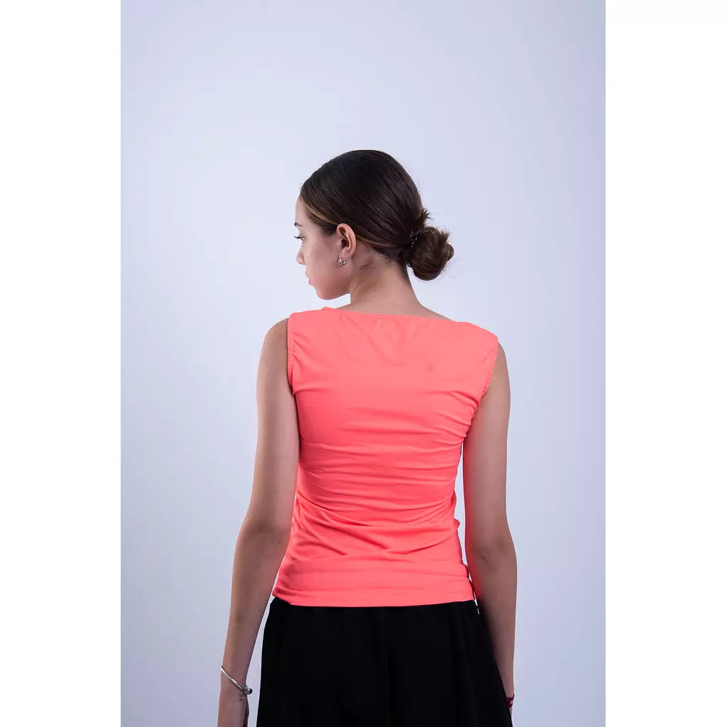 Orange square-neck tank top